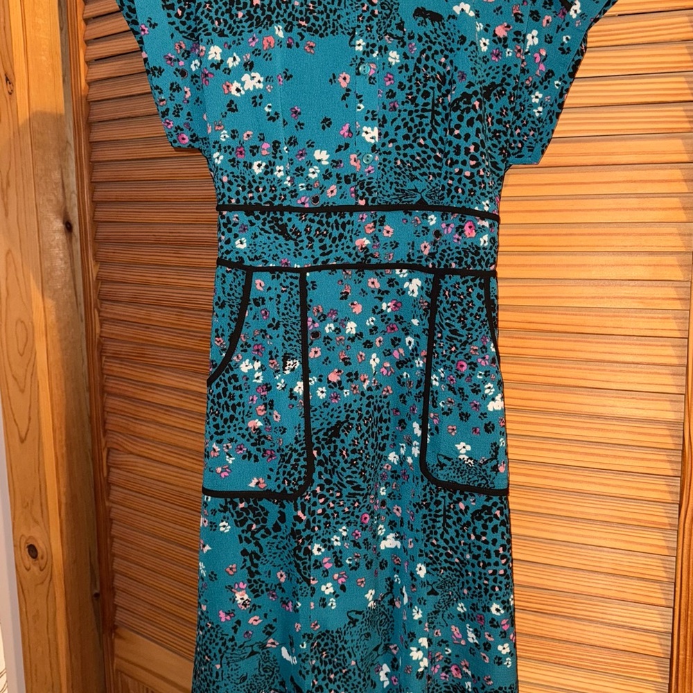 Teal Floral Patterned Dress